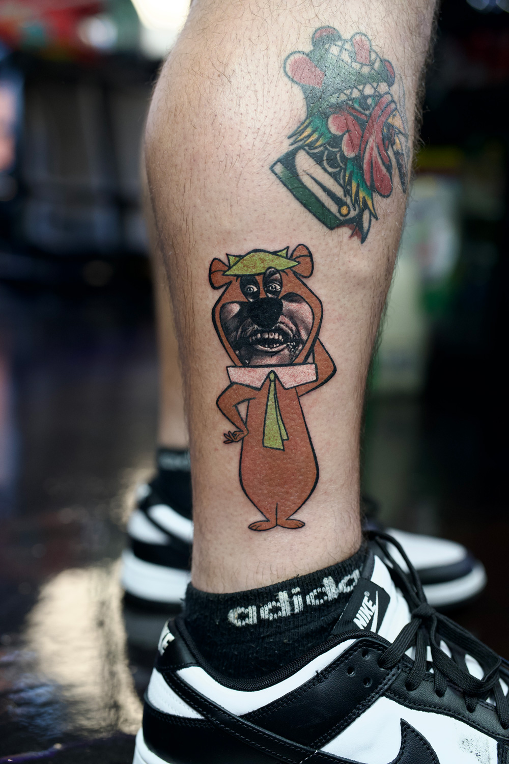Yogi bear Beetlejuice mashup tattoo